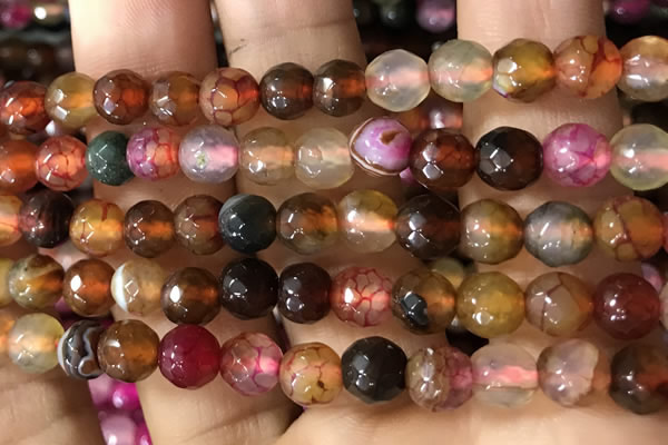 CAA2933 15 inches 6mm faceted round fire crackle agate beads wholesale