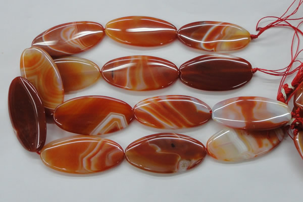 CAA296 15.5 inches 30*60mm oval red line agate gemstone beads