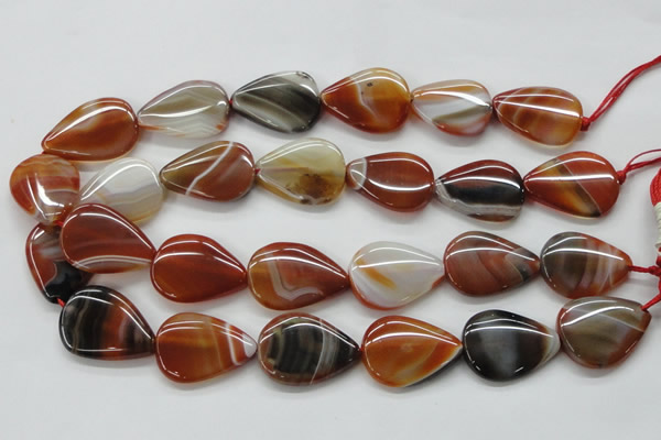 CAA297 15.5 inches 24*30mm flat teardrop red line agate beads