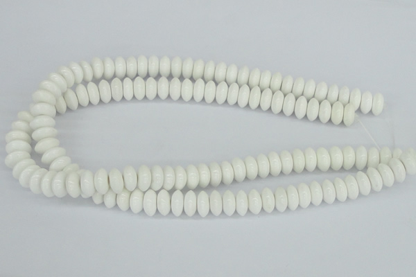 CAA30 15.5 inches 6*12mm rondelle white agate gemstone beads
