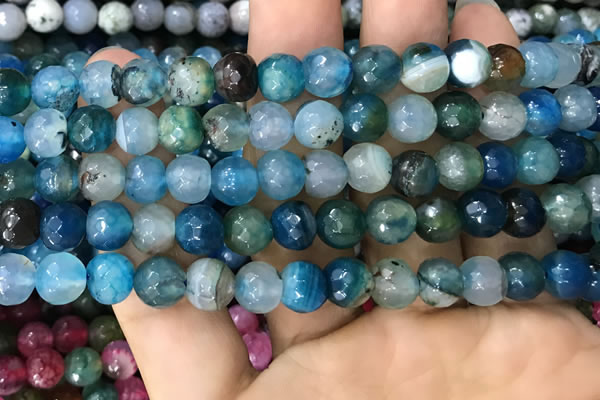 CAA3008 15 inches 8mm faceted round fire crackle agate beads wholesale