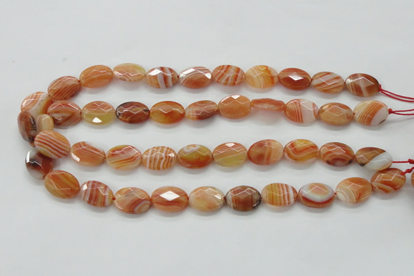 CAA302 15.5 inches 13*18mm faceted oval red line agate beads