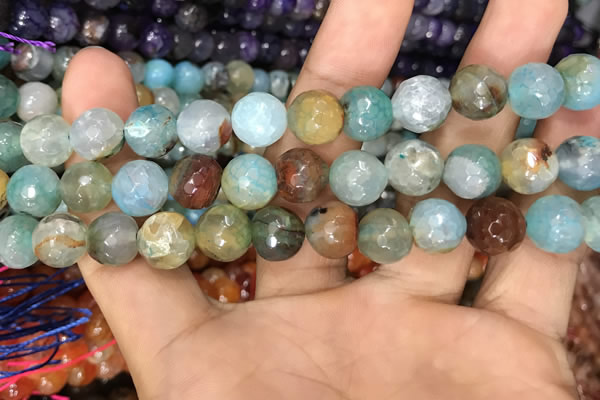 CAA3040 15 inches 10mm faceted round fire crackle agate beads wholesale