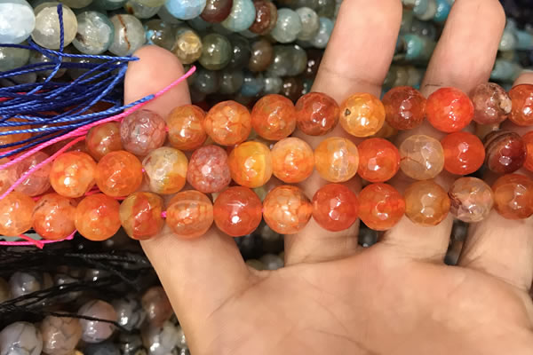 CAA3042 15 inches 10mm faceted round fire crackle agate beads wholesale