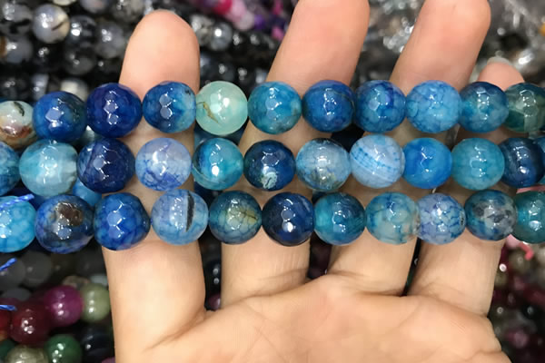CAA3047 15 inches 10mm faceted round fire crackle agate beads wholesale
