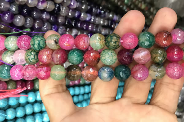 CAA3055 15 inches 10mm faceted round fire crackle agate beads wholesale