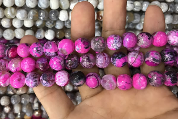 CAA3060 15 inches 10mm faceted round fire crackle agate beads wholesale
