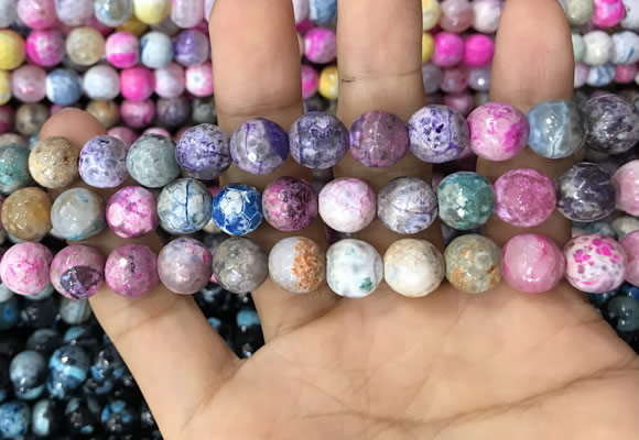 CAA3065 15 inches 10mm faceted round fire crackle agate beads wholesale