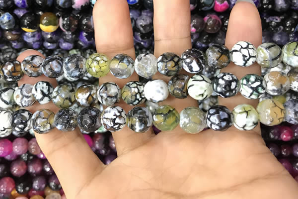 CAA3066 15 inches 10mm faceted round fire crackle agate beads wholesale