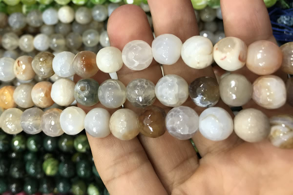 CAA3072 15 inches 10mm faceted round fire crackle agate beads wholesale