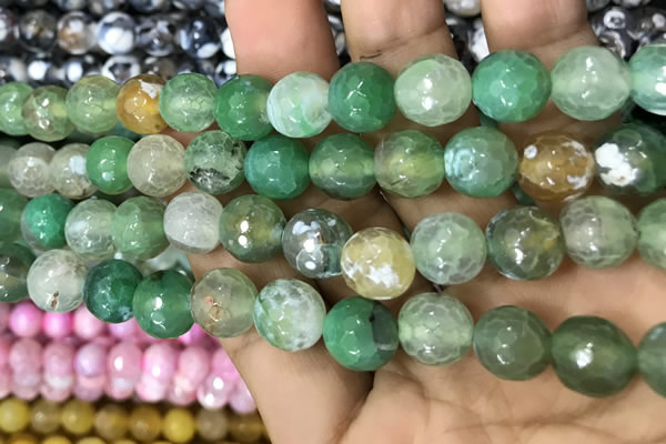 CAA3077 15 inches 10mm faceted round fire crackle agate beads wholesale