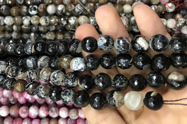 CAA3084 15 inches 10mm faceted round fire crackle agate beads wholesale