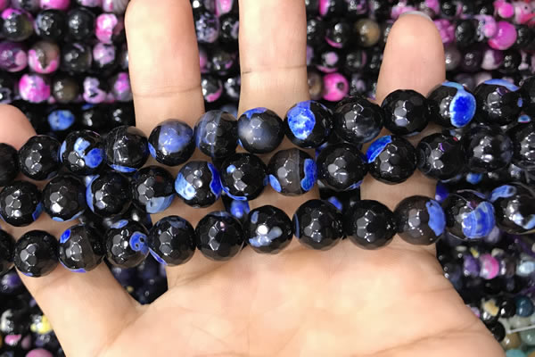 CAA3092 15 inches 10mm faceted round fire crackle agate beads wholesale