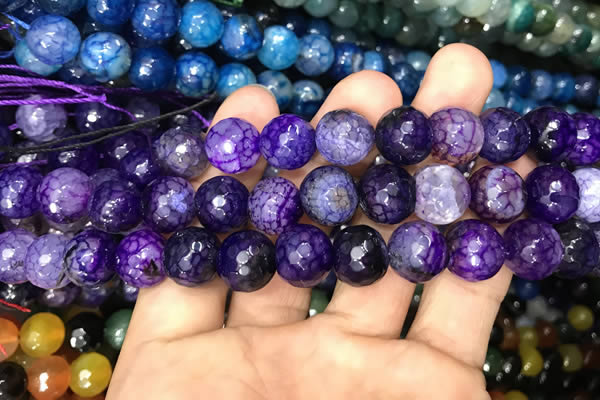 CAA3134 15 inches 12mm faceted round fire crackle agate beads wholesale