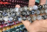CAA3151 15 inches 12mm faceted round fire crackle agate beads wholesale