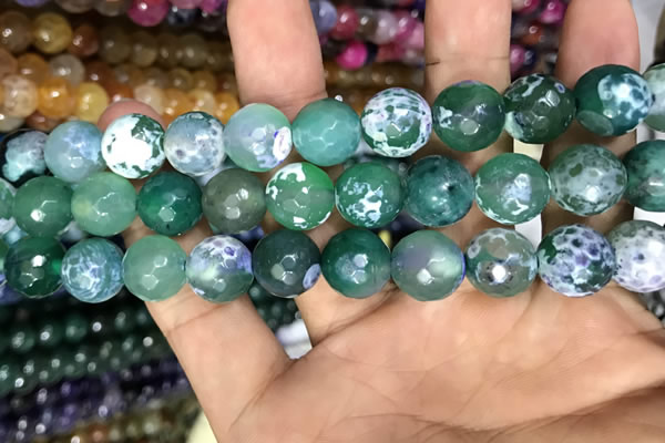 CAA3155 15 inches 12mm faceted round fire crackle agate beads wholesale
