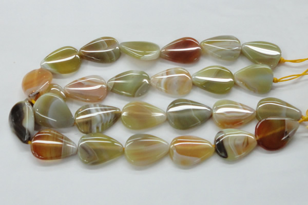 CAA320 15.5 inches 22*32mm flat teardrop yellow line agate beads