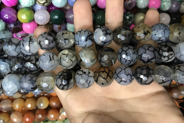 CAA3230 15 inches 16mm faceted round fire crackle agate beads wholesale