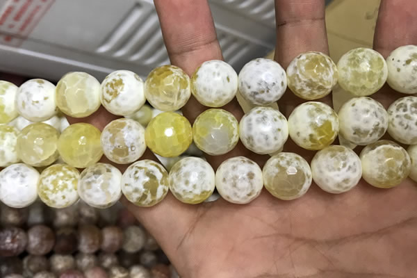 CAA3236 15 inches 16mm faceted round fire crackle agate beads wholesale
