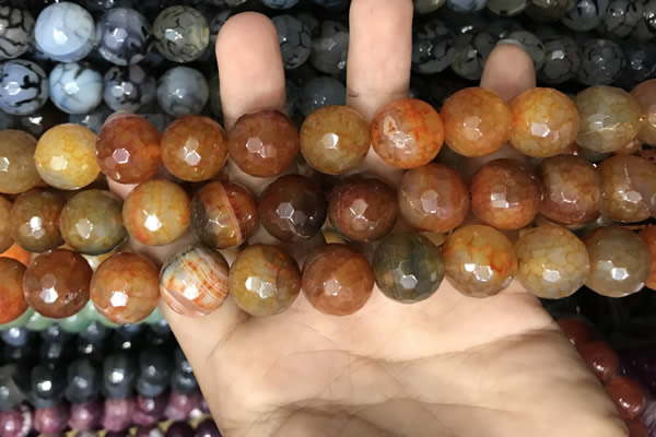 CAA3238 15 inches 16mm faceted round fire crackle agate beads wholesale