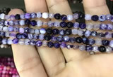 CAA3250 15 inches 4mm faceted round line agate beads wholesale