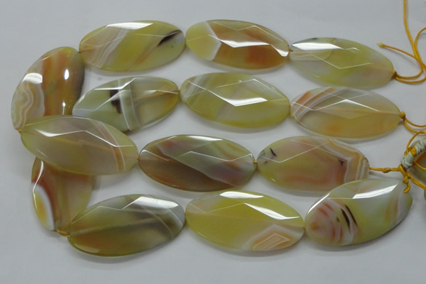CAA326 15.5 inches 30*60mm faceted oval yellow line agate beads