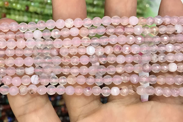 CAA3261 15 inches 4mm faceted round agate beads wholesale