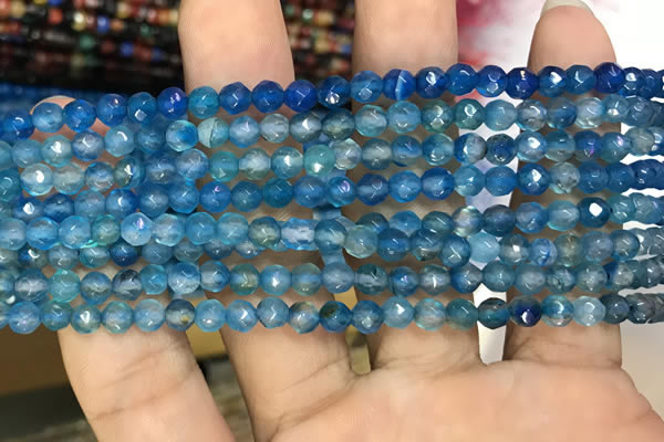 CAA3267 15 inches 4mm faceted round agate beads wholesale