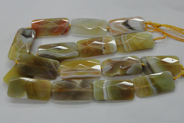 CAA327 15.5 inches 25*50mm faceted rectangle yellow line agate beads