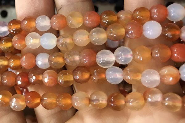 CAA3304 15 inches 6mm faceted round agate beads wholesale