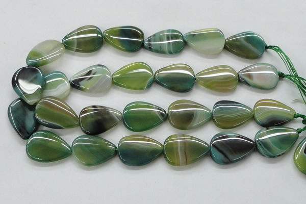 CAA331 15.5 inches 22*28mm flat teardrop green line agate beads
