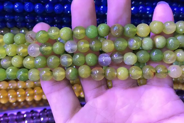 CAA3332 15 inches 8mm faceted round agate beads wholesale