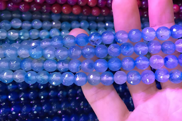 CAA3335 15 inches 8mm faceted round agate beads wholesale