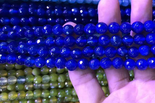CAA3336 15 inches 8mm faceted round agate beads wholesale