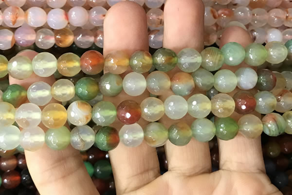 CAA3345 15 inches 8mm faceted round agate beads wholesale
