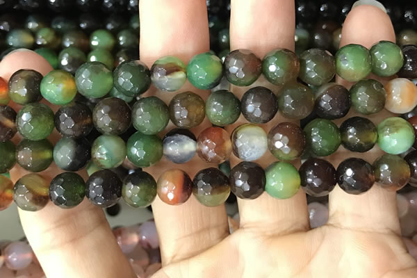 CAA3346 15 inches 8mm faceted round agate beads wholesale