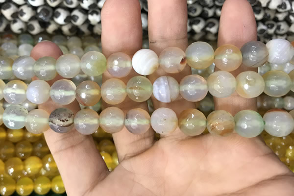 CAA3364 15 inches 10mm faceted round agate beads wholesale