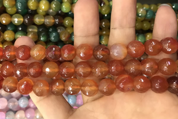 CAA3367 15 inches 10mm faceted round agate beads wholesale