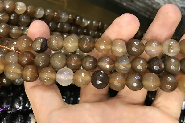 CAA3378 15 inches 10mm faceted round agate beads wholesale