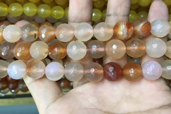 CAA3396 15 inches 12mm faceted round agate beads wholesale