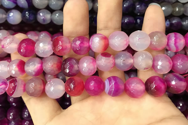 CAA3399 15 inches 12mm faceted round agate beads wholesale