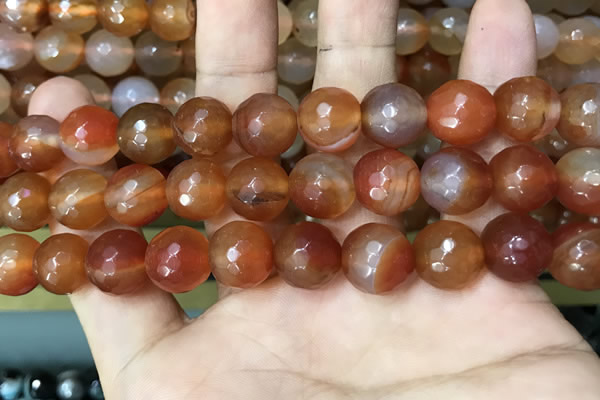 CAA3400 15 inches 12mm faceted round agate beads wholesale