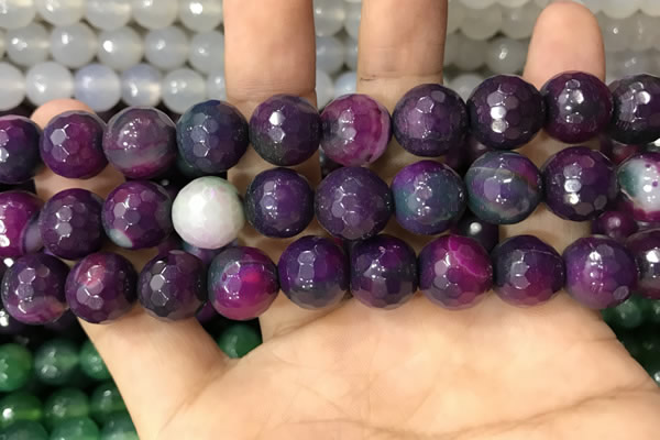 CAA3403 15 inches 12mm faceted round agate beads wholesale