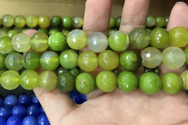CAA3405 15 inches 12mm faceted round agate beads wholesale