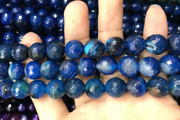CAA3407 15 inches 12mm faceted round agate beads wholesale