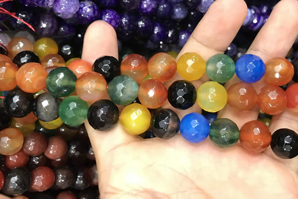 CAA3413 15 inches 12mm faceted round agate beads wholesale