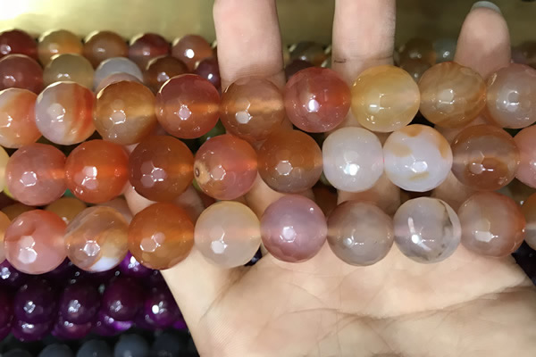 CAA3422 15 inches 14mm faceted round agate beads wholesale
