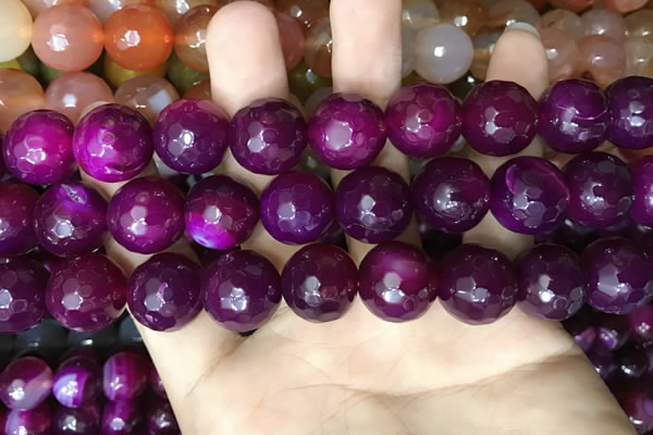 CAA3426 15 inches 14mm faceted round agate beads wholesale