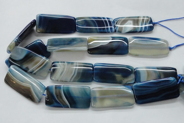 CAA344 15.5 inches 25*50mm rectangle blue line agate beads
