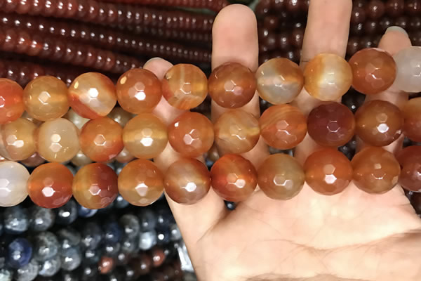 CAA3448 15 inches 16mm faceted round agate beads wholesale